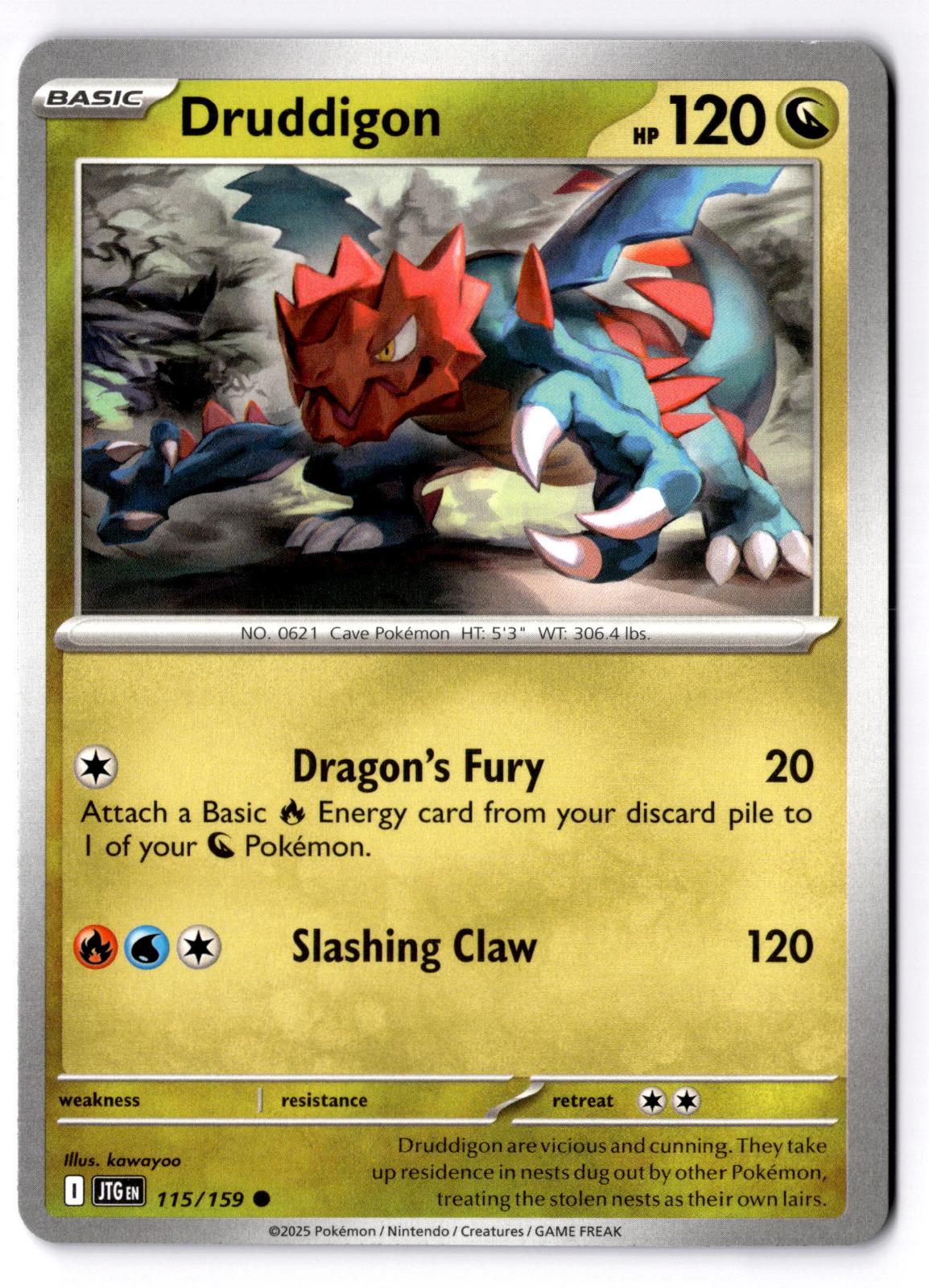 Druddigon 115/159 Common Journey Together Pokemon Near Mint
