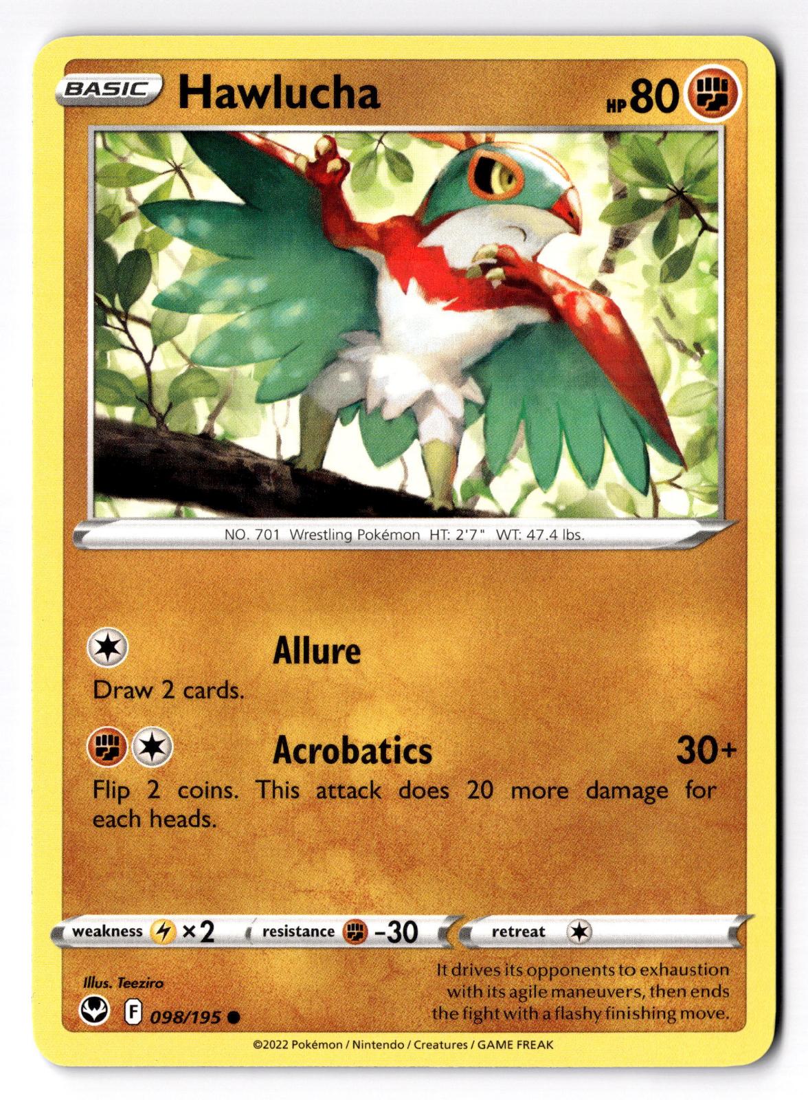 Hawlucha 098/195 Common Silver Tempest Pokemon Near Mint