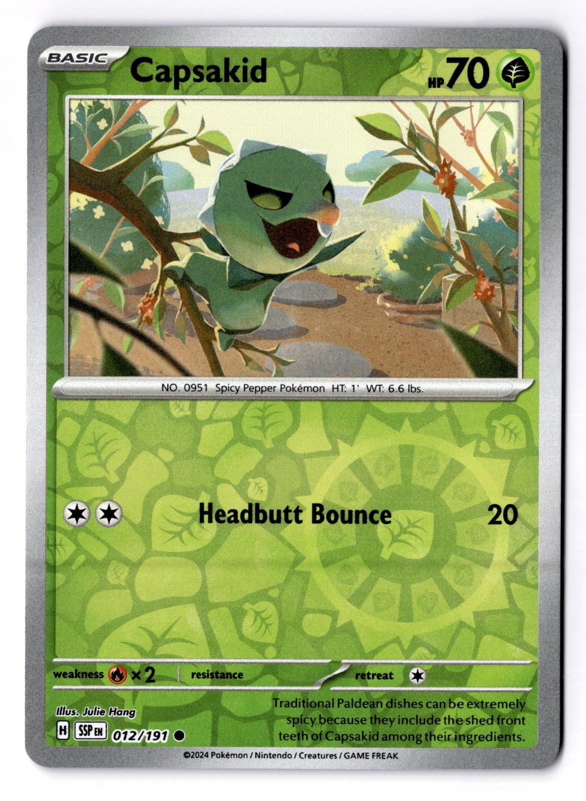 Capsakid 012/191 Common Surging Sparks Pokemon Reverse Holo Near Mint