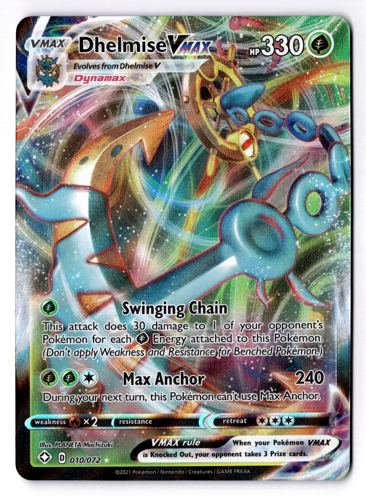 Dhelmise VMAX 010/072 Holo Ultra Rare Shining Fates Pokemon Near Mint