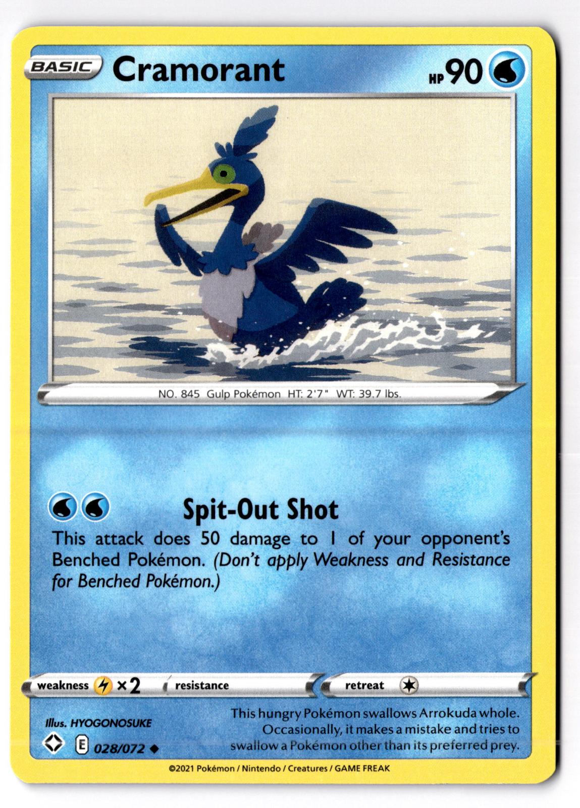 Cramorant 028/072 Uncommon Shining Fates Pokemon Near Mint