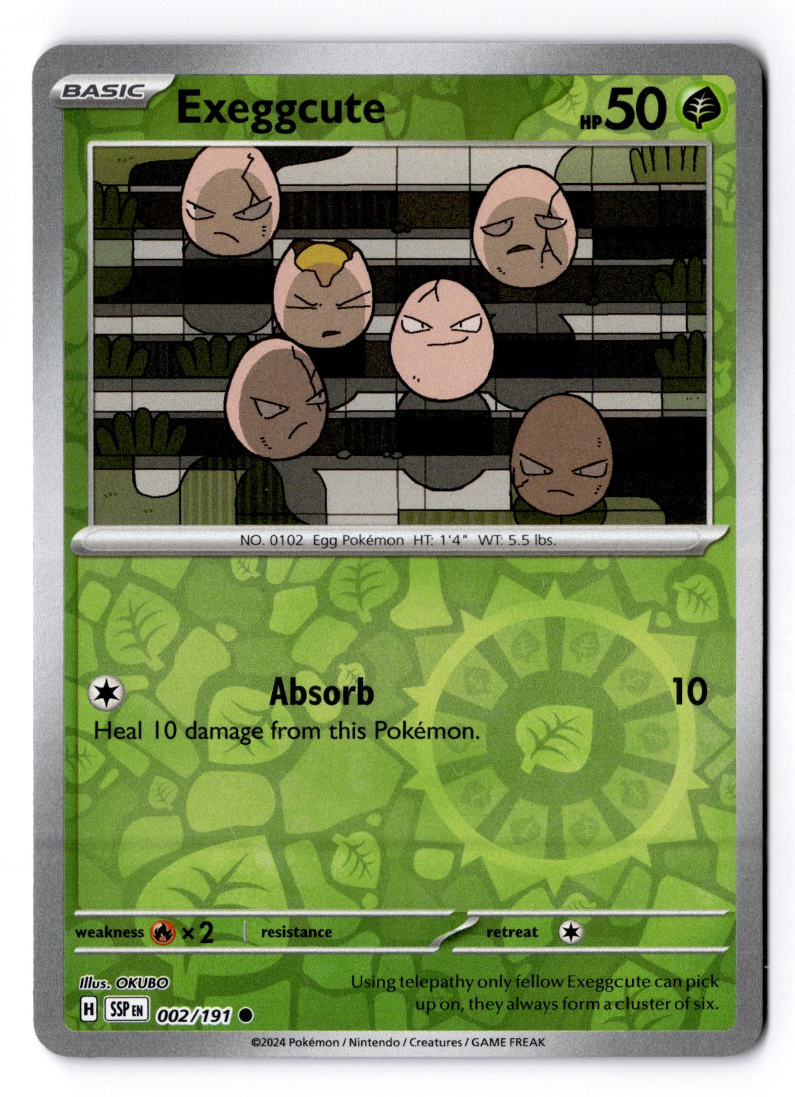 Exeggcute 002/191 Common Surging Sparks Pokemon Reverse Holo Near Mint
