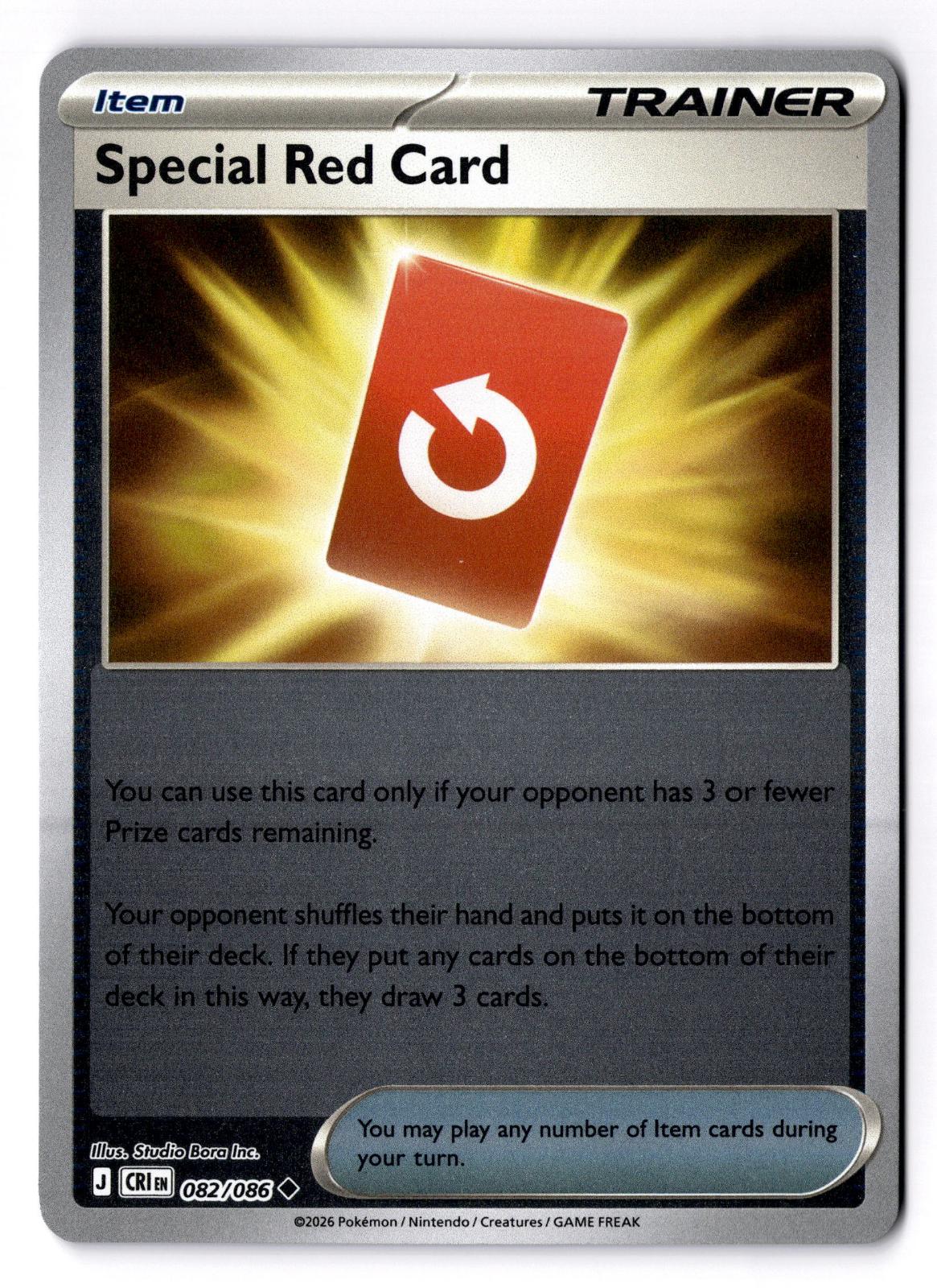 Special Red Card 082/086 Uncommon Chaos Rising Pokemon Reverse Holo Near Mint
