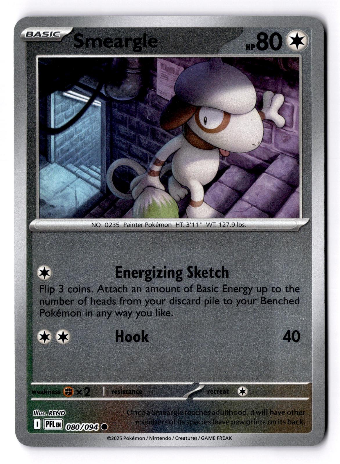 Smeargle 080/094 Common Phantasmal Flames Pokemon Reverse Holo Near Mint