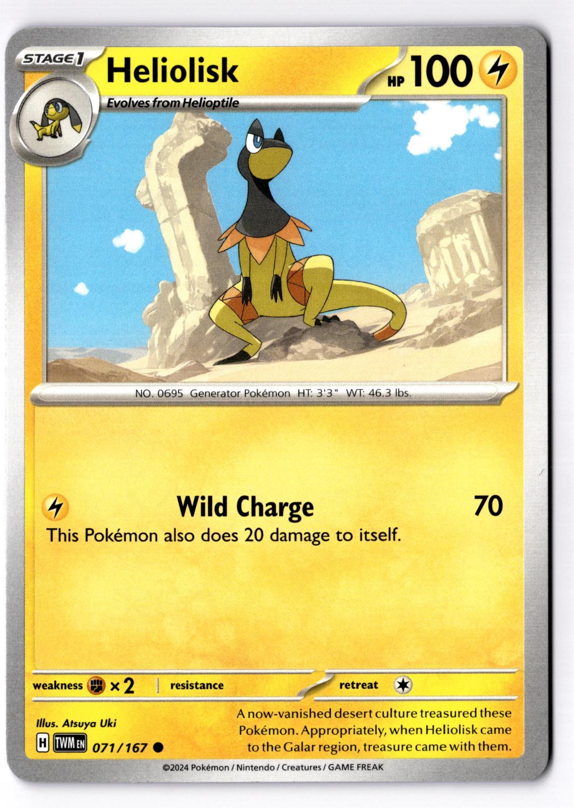 Heliolisk 071/167 Common Twilight Masquerade Pokemon Near Mint