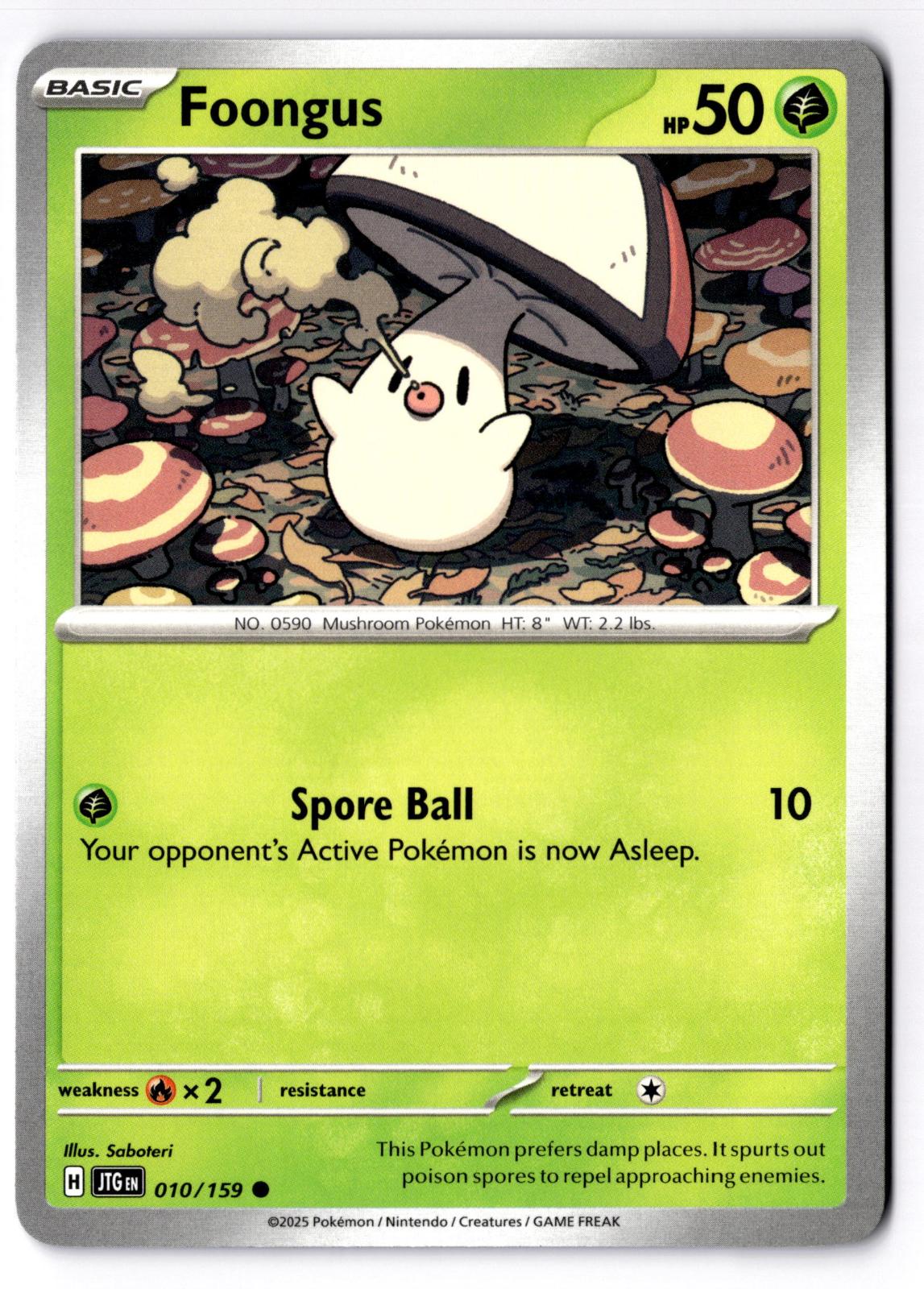 Foongus 010/159 Common Journey Together Pokemon Near Mint