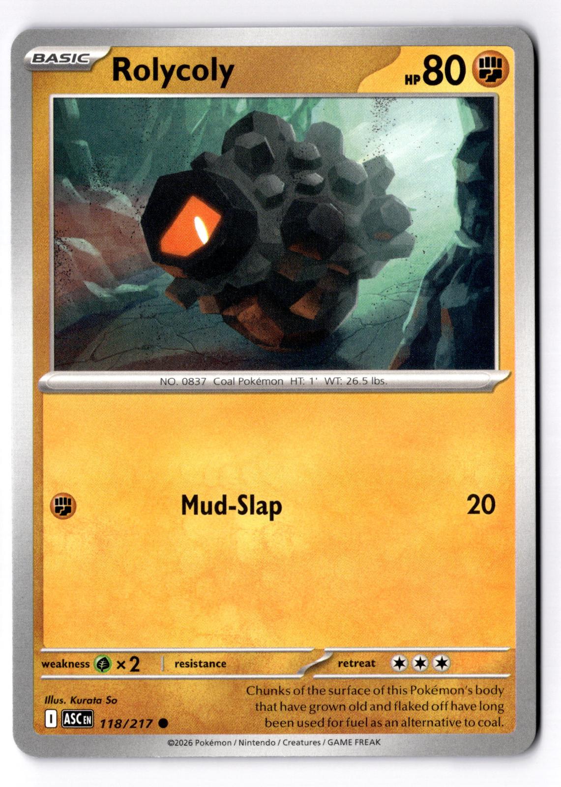 Rolycoly 118/217 Common Ascended Heroes Pokemon Near Mint