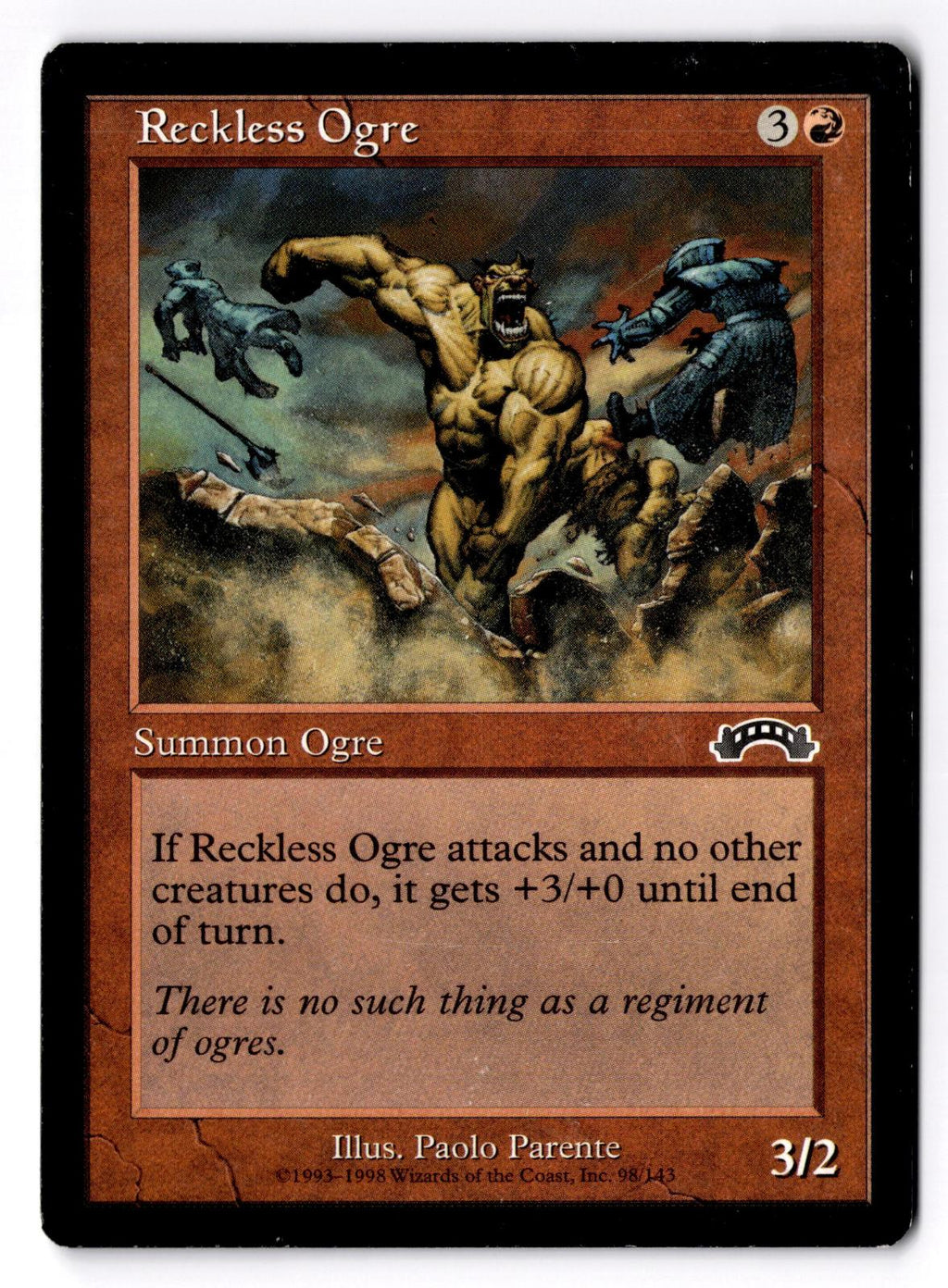 Reckless Ogre 98 Common Exodus Magic: The Gathering Moderately Played