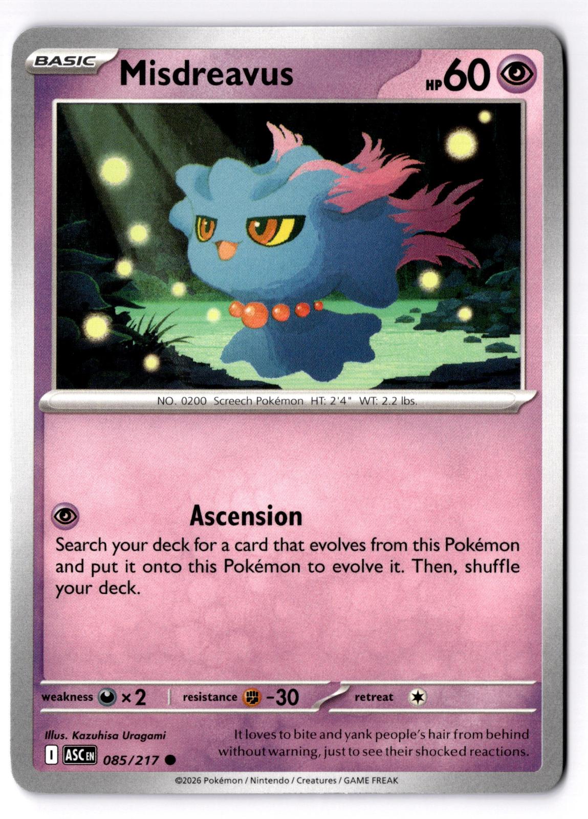 Misdreavus 085/217 Common Ascended Heroes Pokemon Near Mint