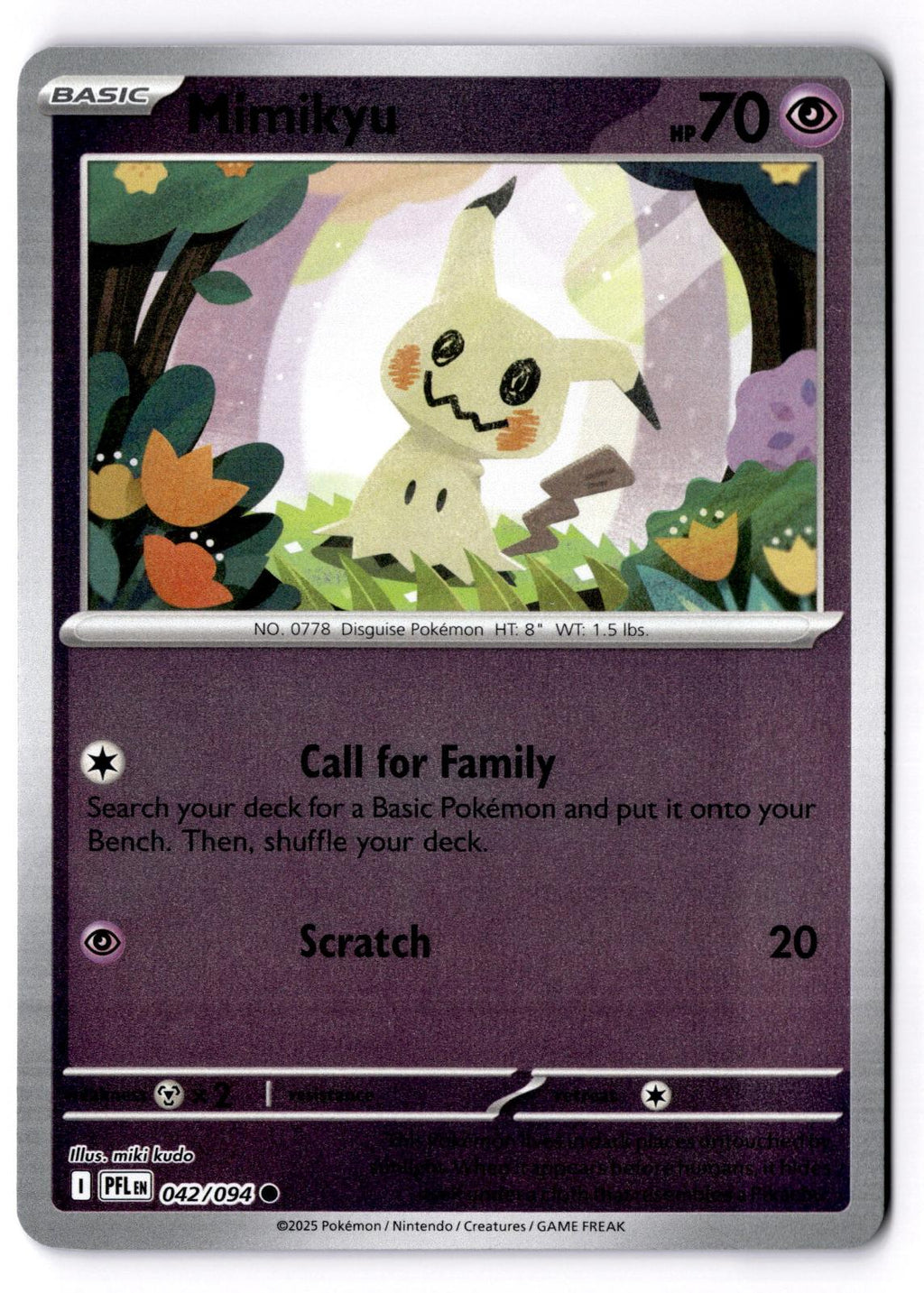 Mimikyu 042/094 Common Phantasmal Flames Pokemon Reverse Holo Near Mint