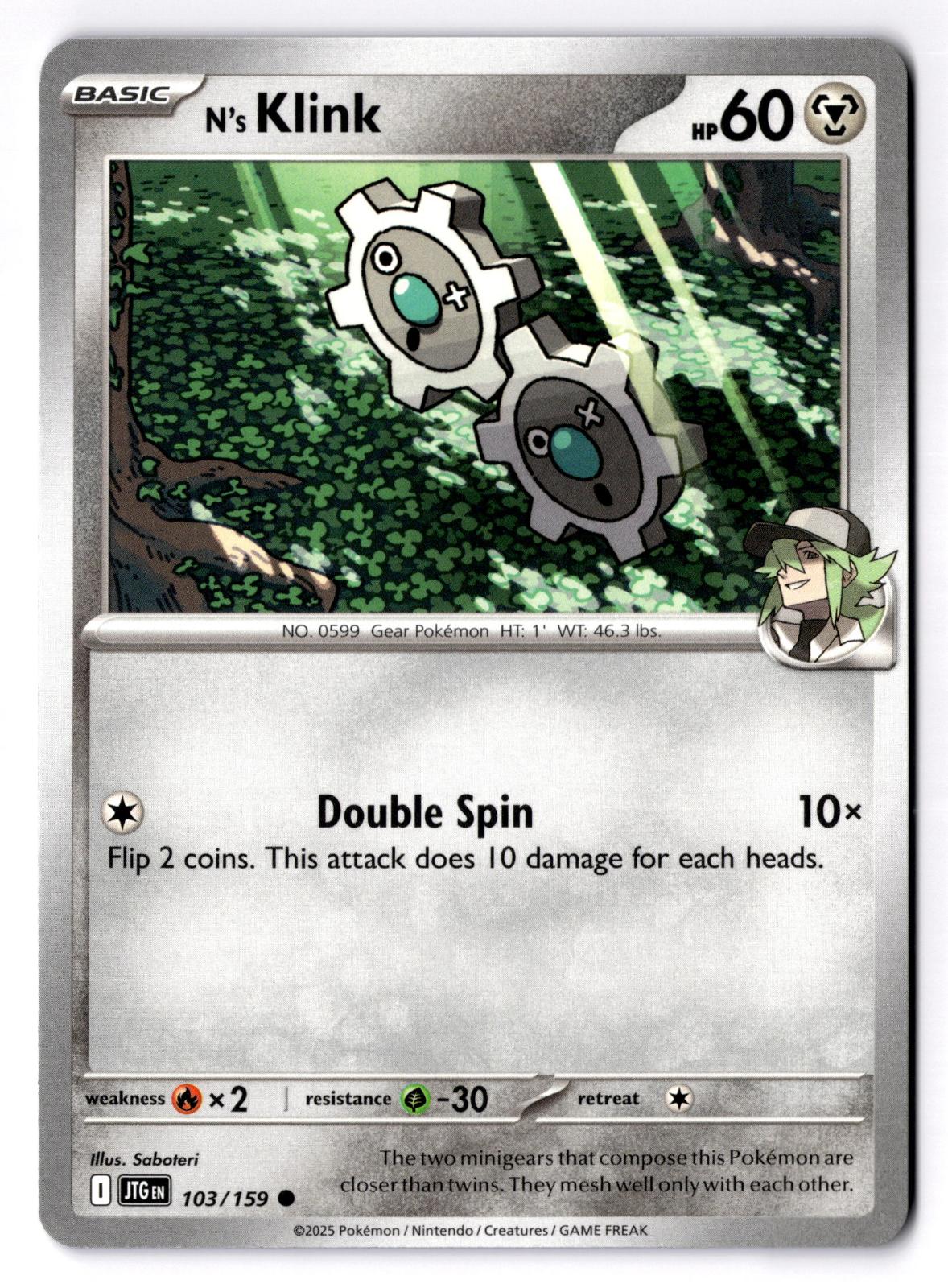 N's Klink 103/159 Common Journey Together Pokemon Near Mint