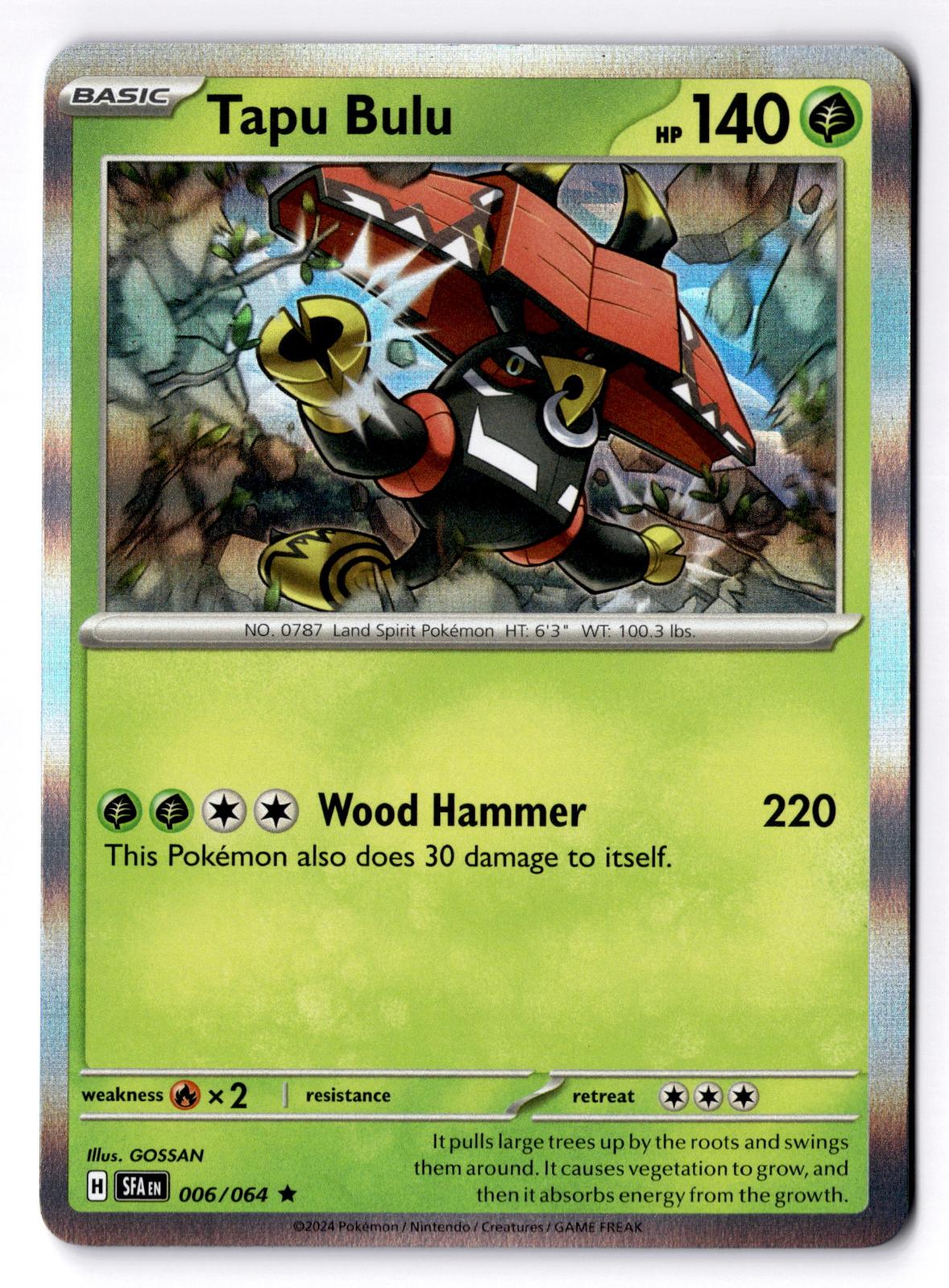 Tapu Bulu 006/064 Rare Shrouded Fable Pokemon Holo Near Mint