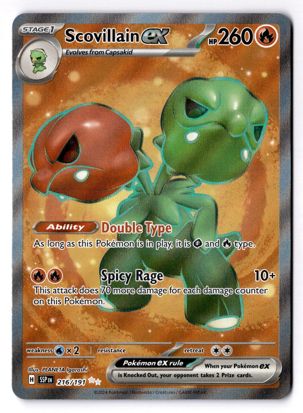 Scovillain ex 216/191 Ultra Rare Surging Sparks Pokemon Holo Near Mint