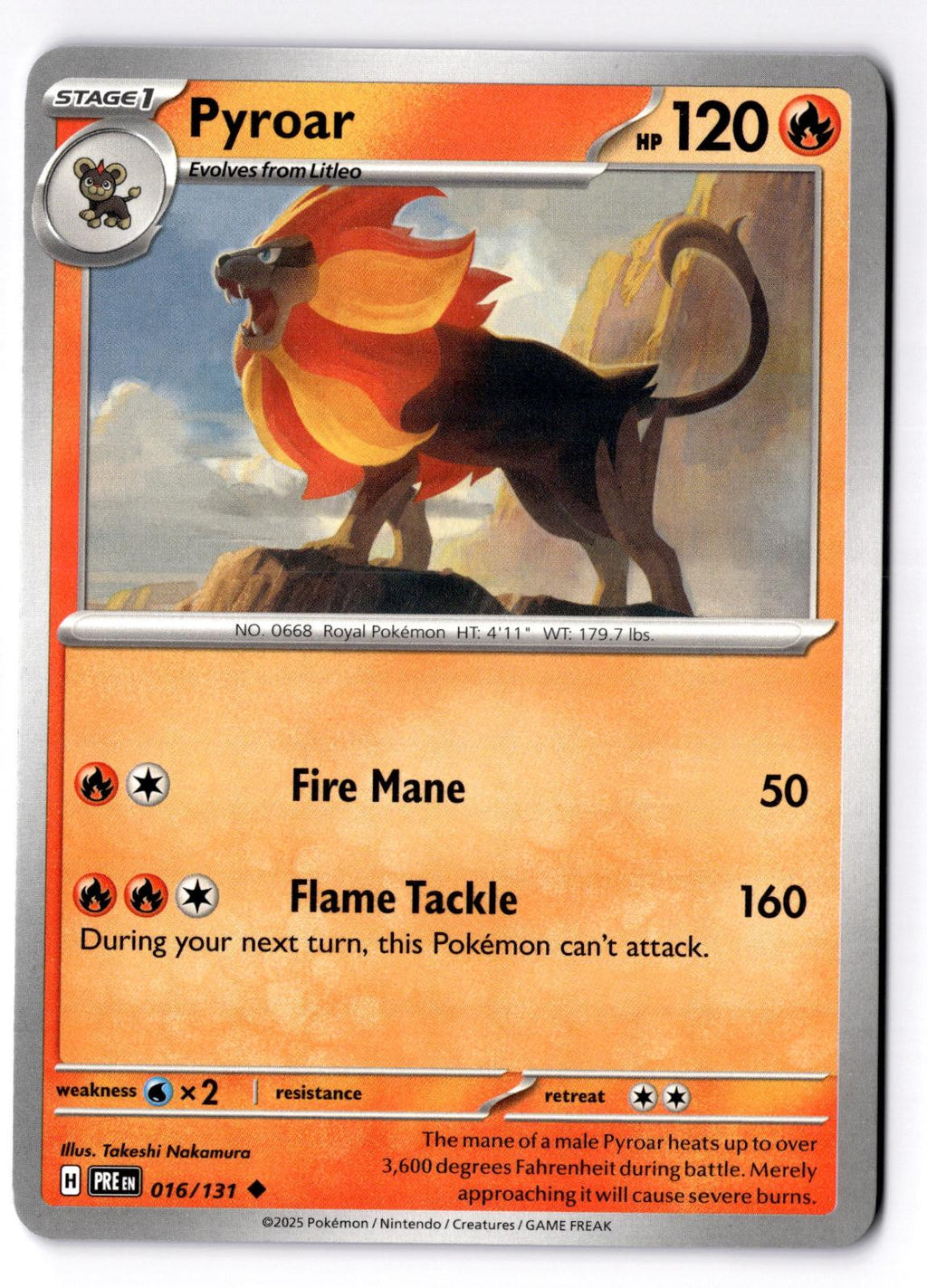 Pyroar 016/131 Uncommon Prismatic Evolutions Pokemon Near Mint