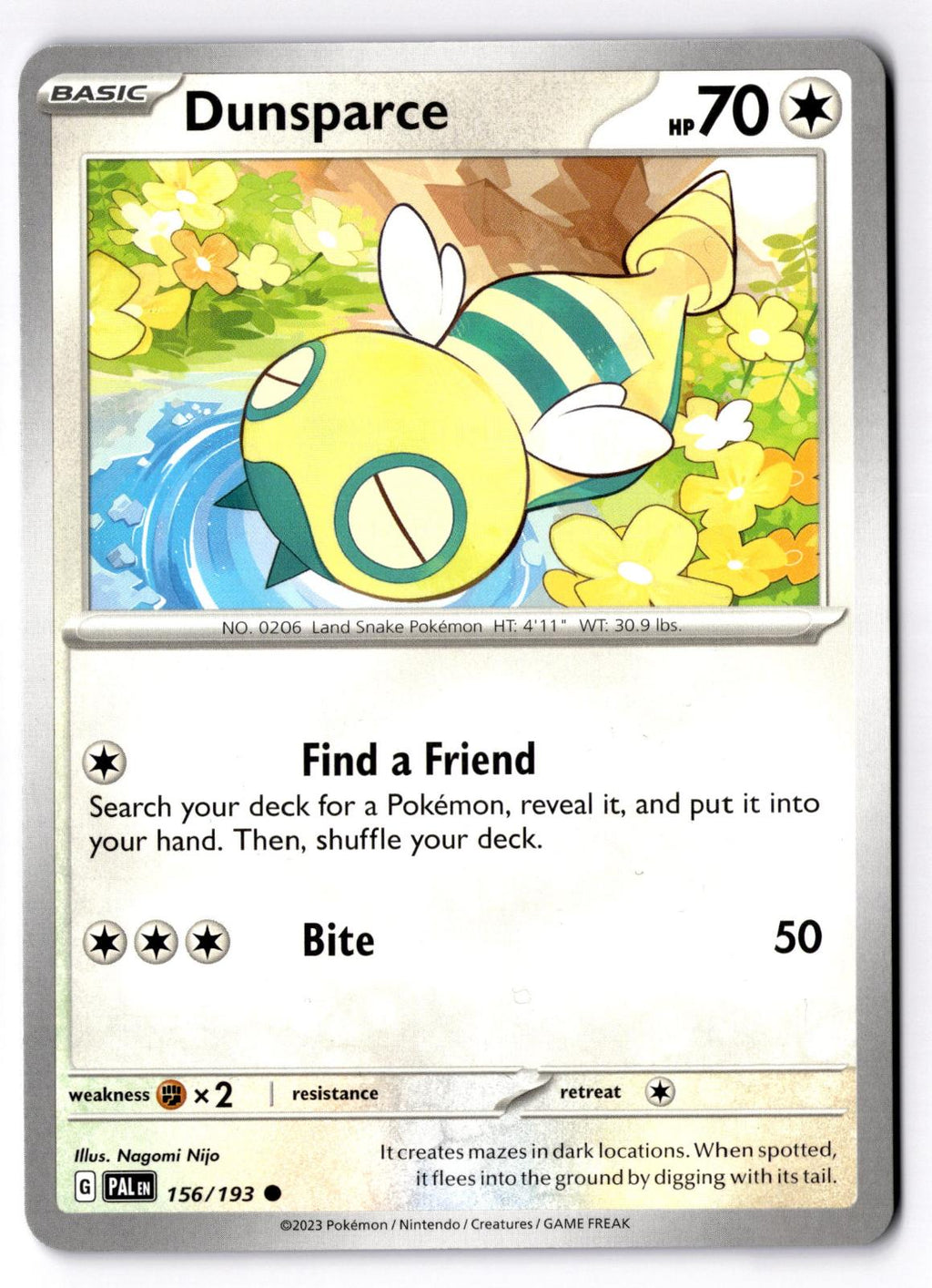 Dunsparce 156/193 Common Paldea Evolved Pokemon Near Mint