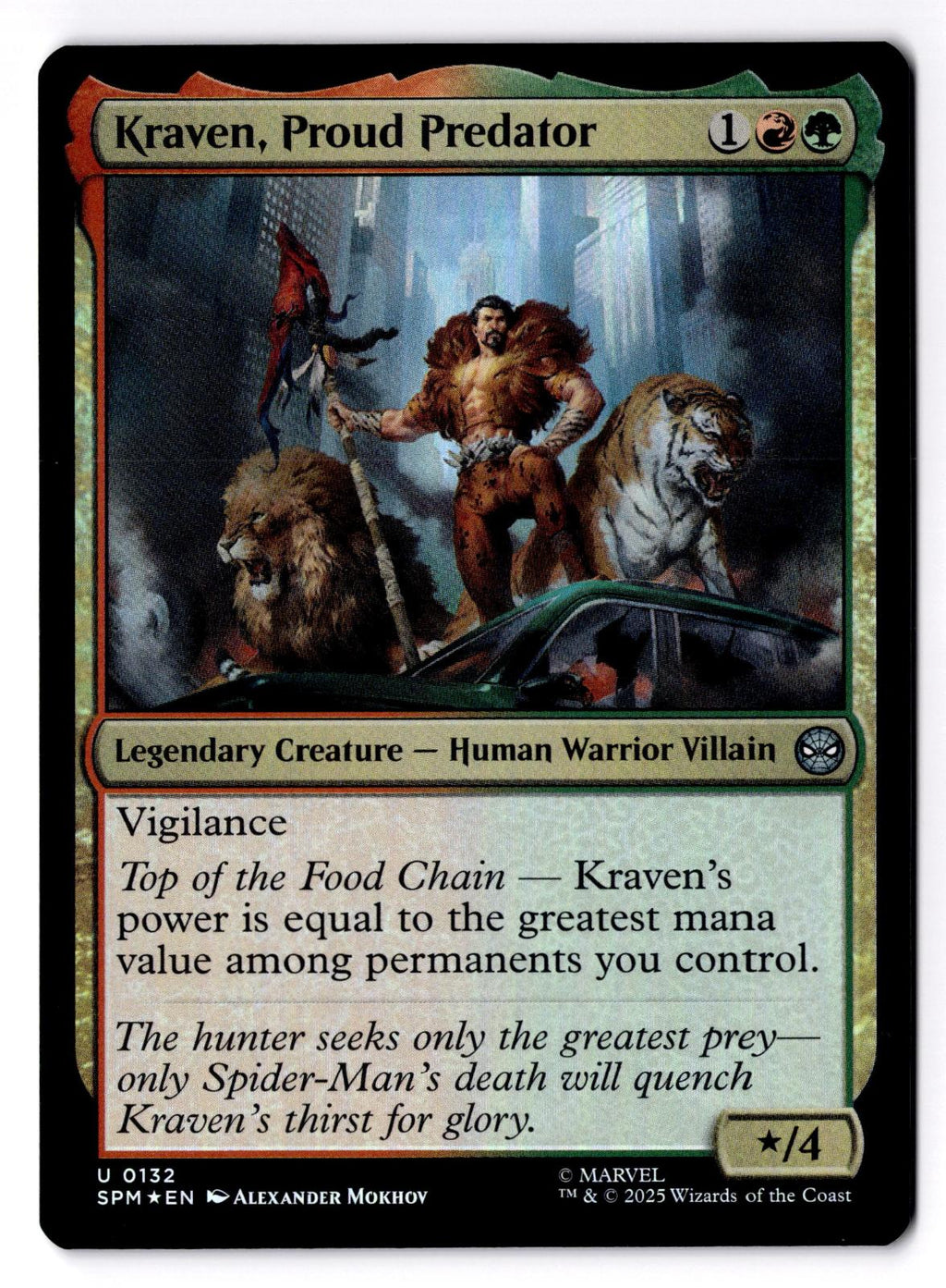 Kraven, Proud Predator 132 Marvel's Spider-Man Magic: The Gathering Foil LP