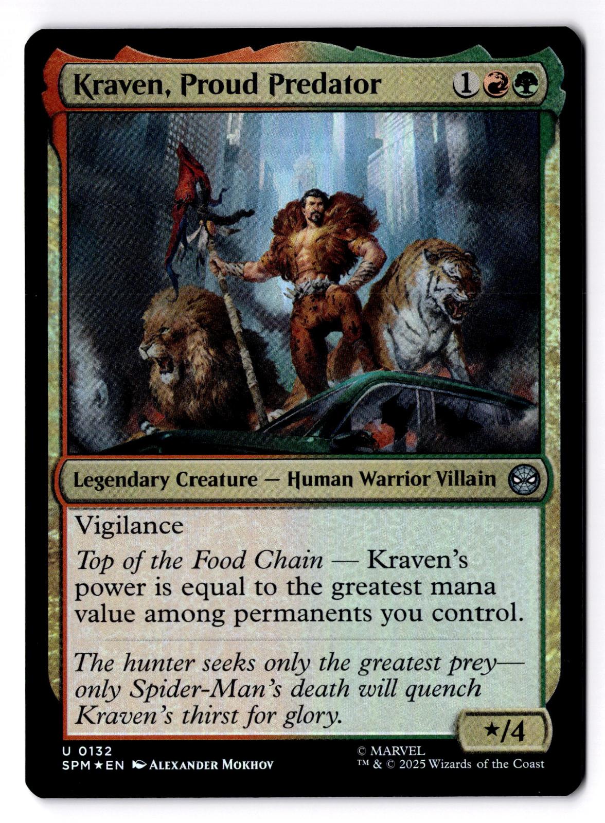 Kraven, Proud Predator 132 Marvel's Spider-Man Magic: The Gathering Foil LP