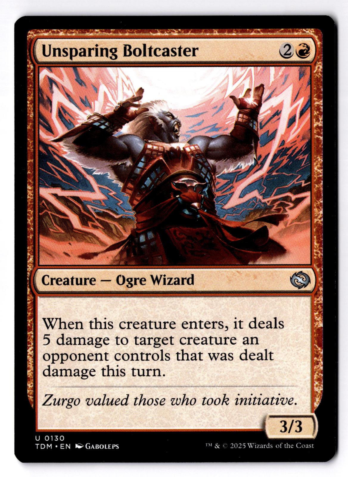 Unsparing Boltcaster 130 Uncommon Tarkir: Dragonstorm Magic: The Gathering LP