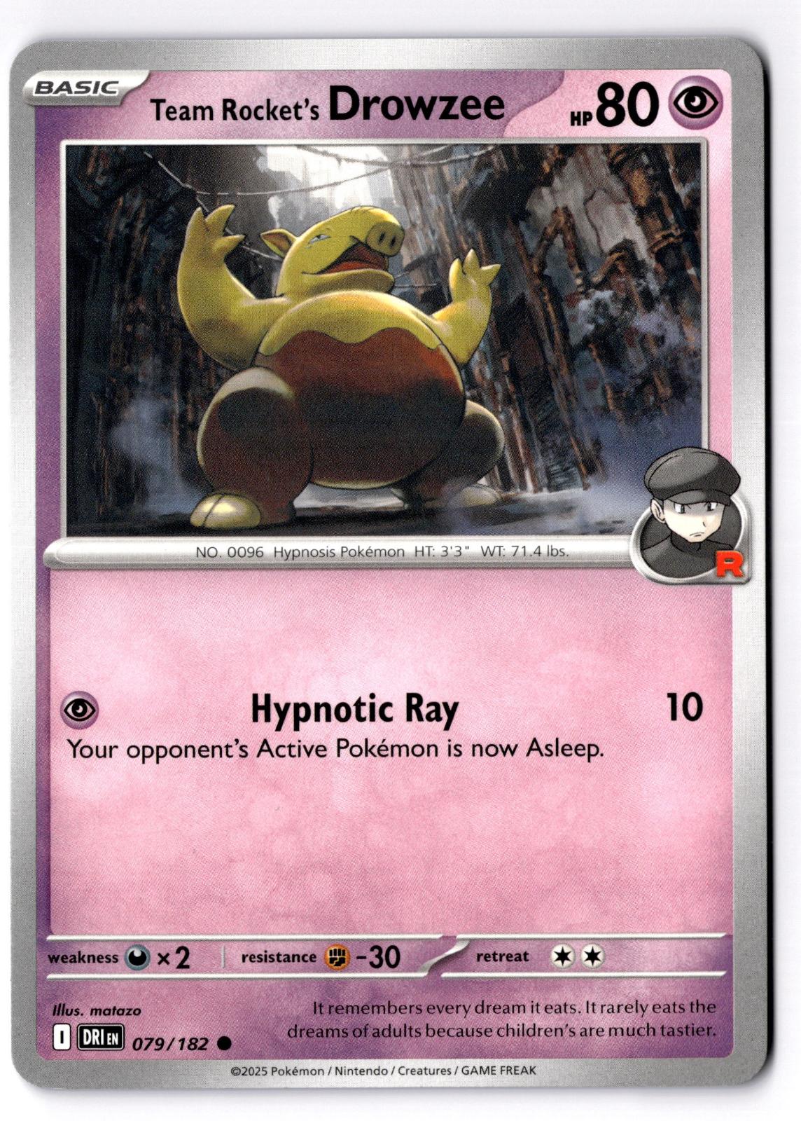 Team Rocket's Drowzee 079/182 Common Destined Rivals Pokemon Near Mint