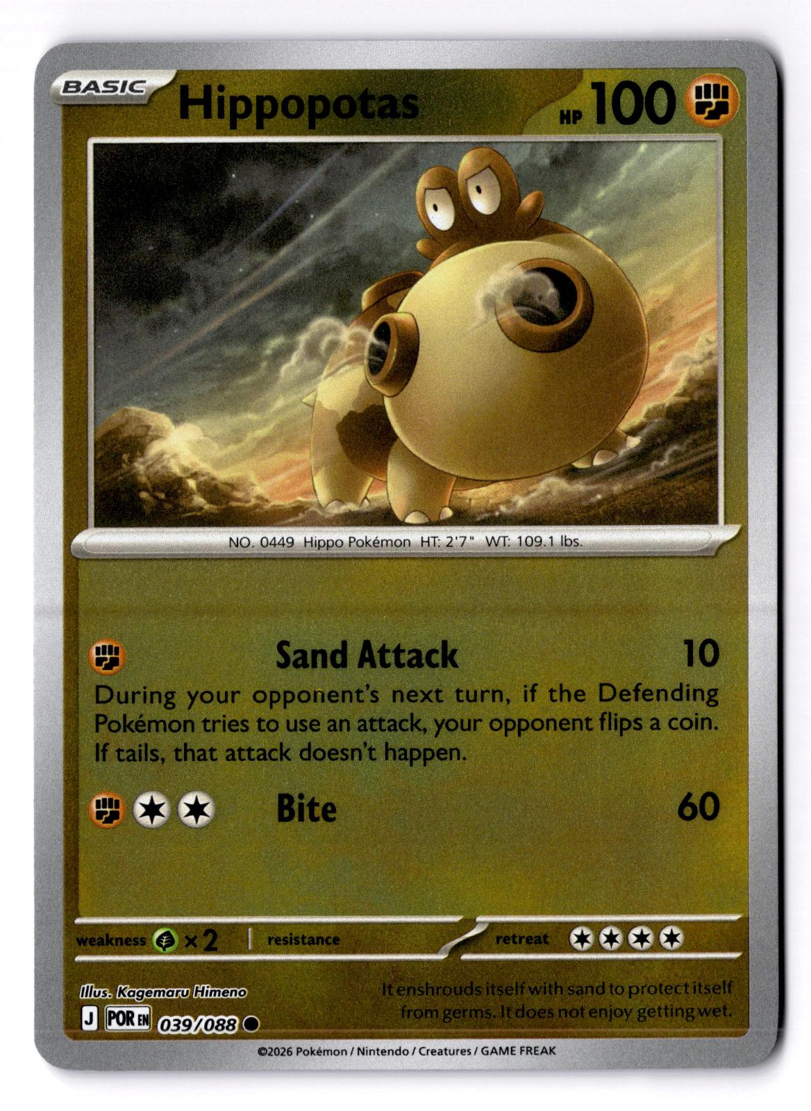 Hippopotas 039/088 Common Perfect Order Pokemon Reverse Holo Lightly Played