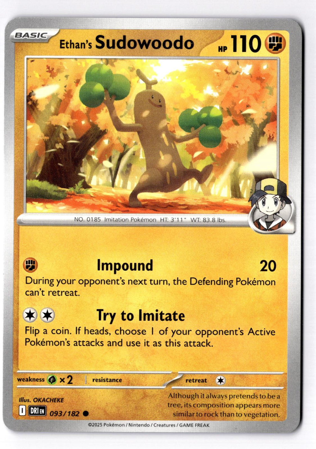 Ethan's Sudowoodo 093/182 Common Destined Rivals Pokemon Near Mint