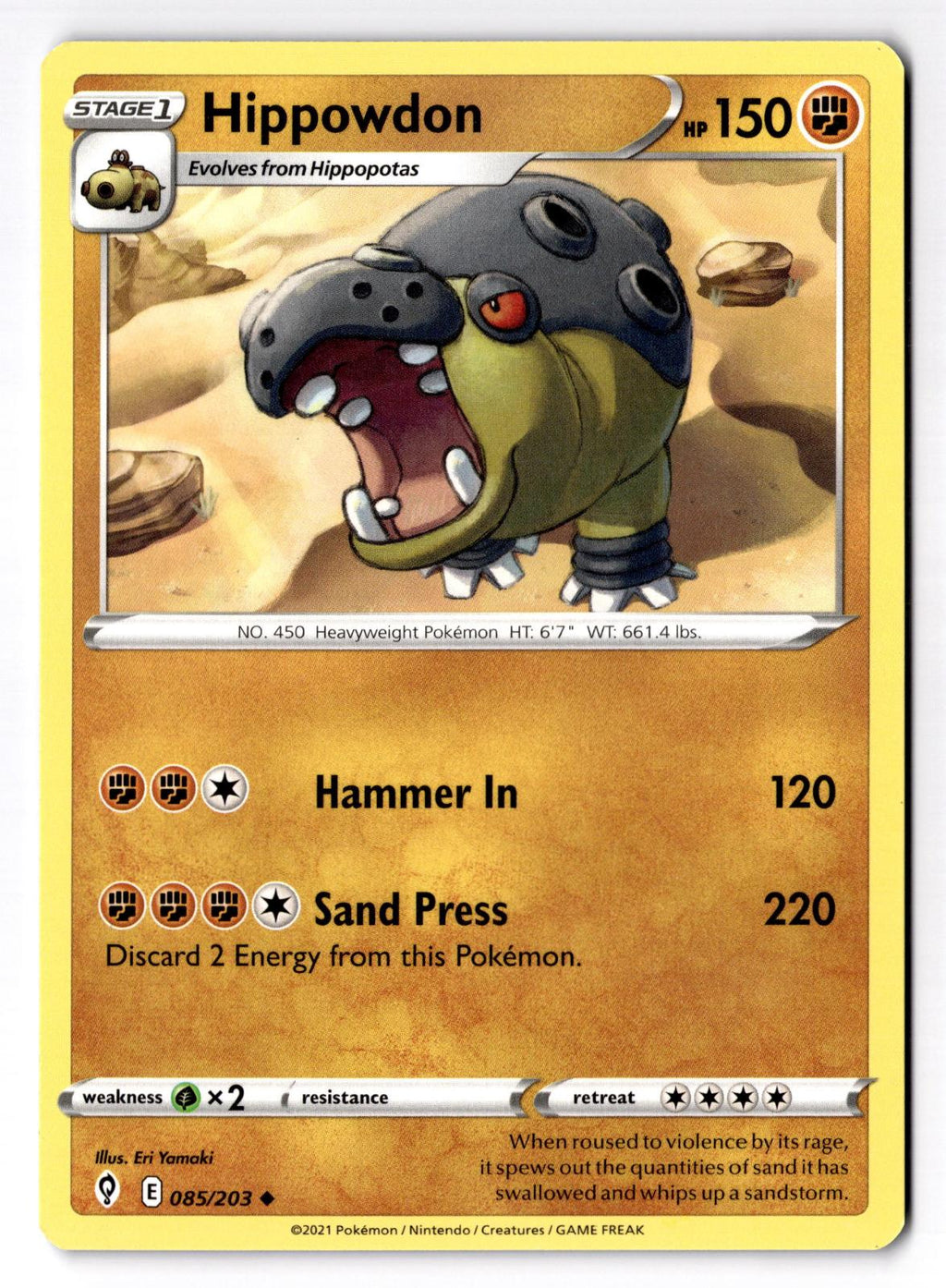 Hippowdon 085/203 Uncommon Evolving Skies Pokemon Near Mint