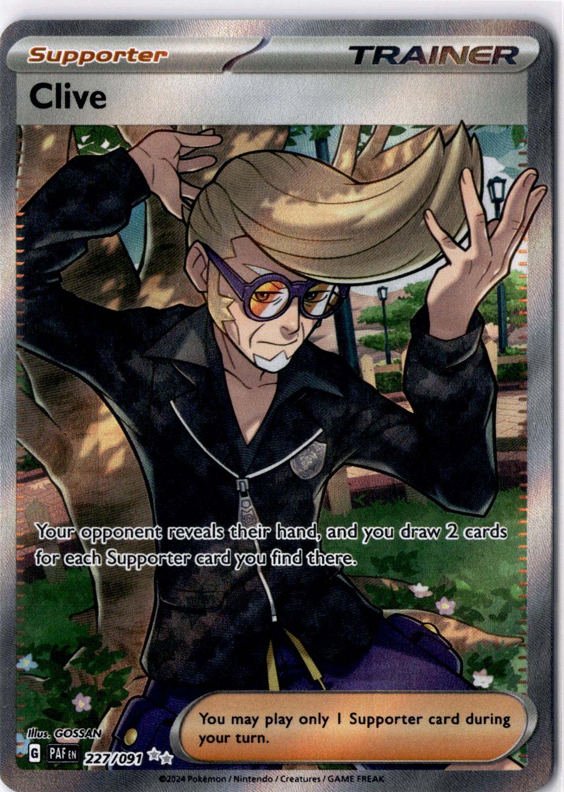 Clive 227/091 Ultra Rare Paldean Fates Pokemon Holo Near Mint