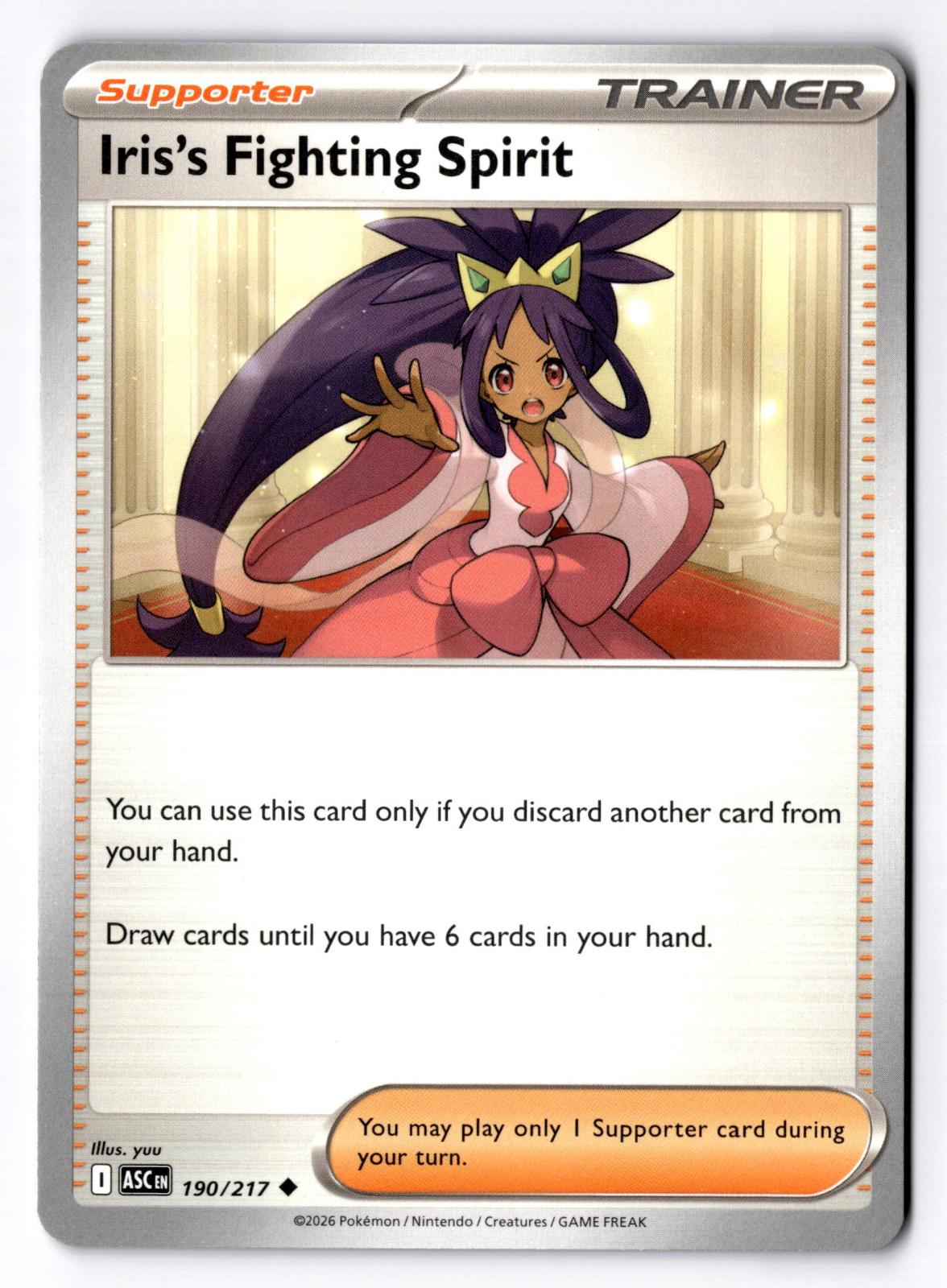 Iris's Fighting Spirit 190/217 Uncommon Ascended Heroes Pokemon Near Mint