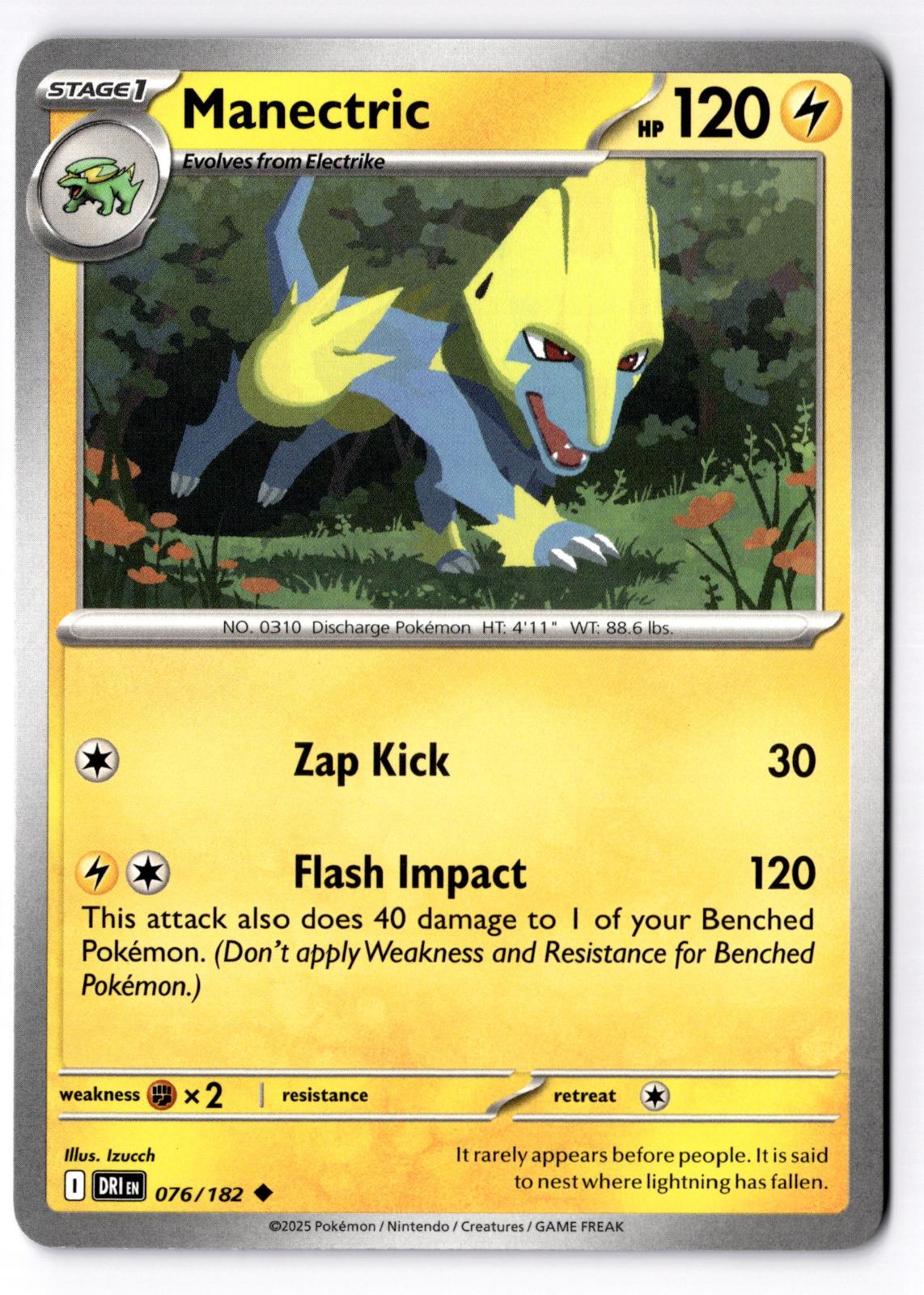 Manectric 076/182 Uncommon Destined Rivals Pokemon Near Mint