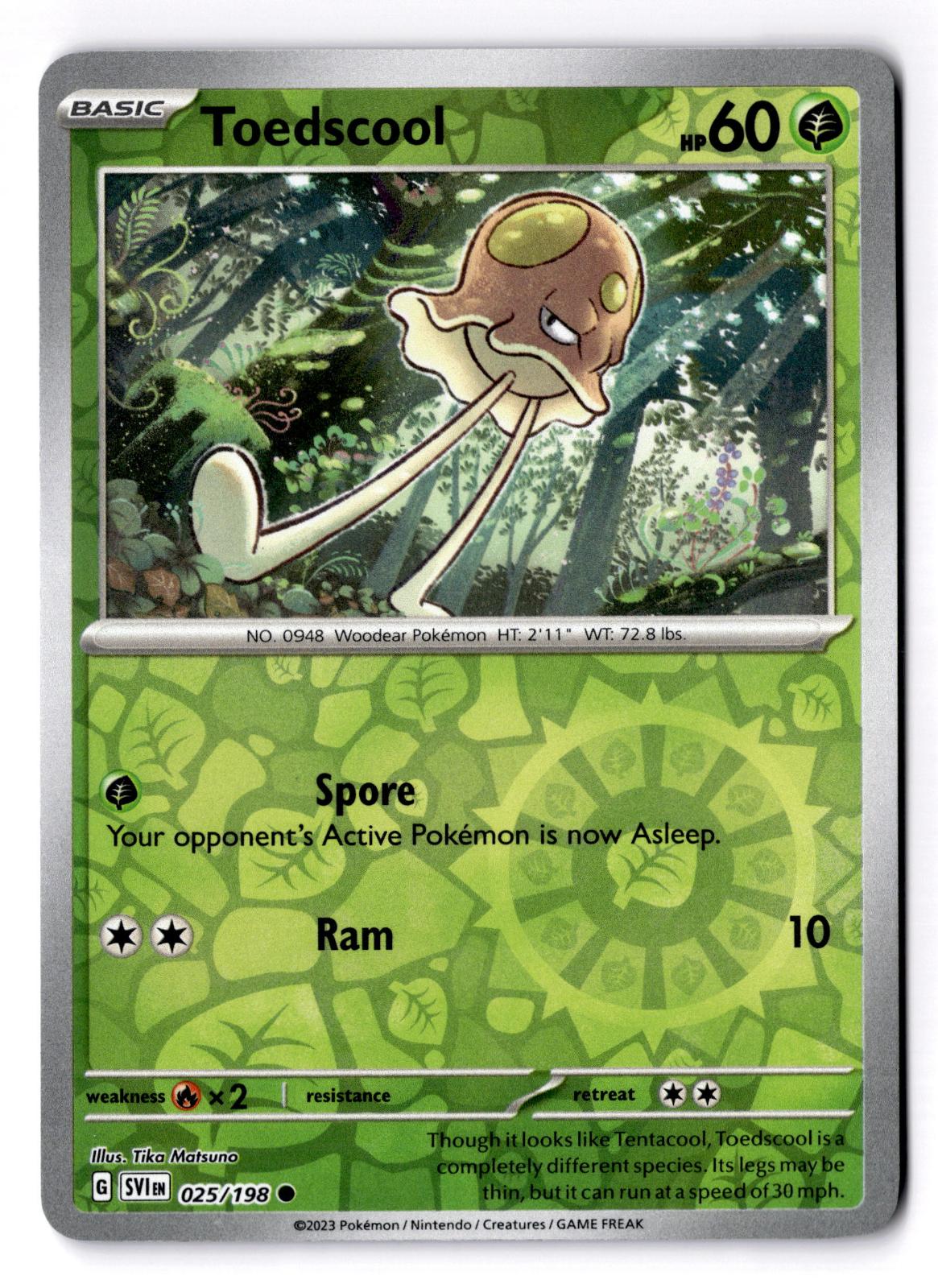 Toedscool 025/198 Common Scarlet & Violet Pokemon Reverse Holo Near Mint