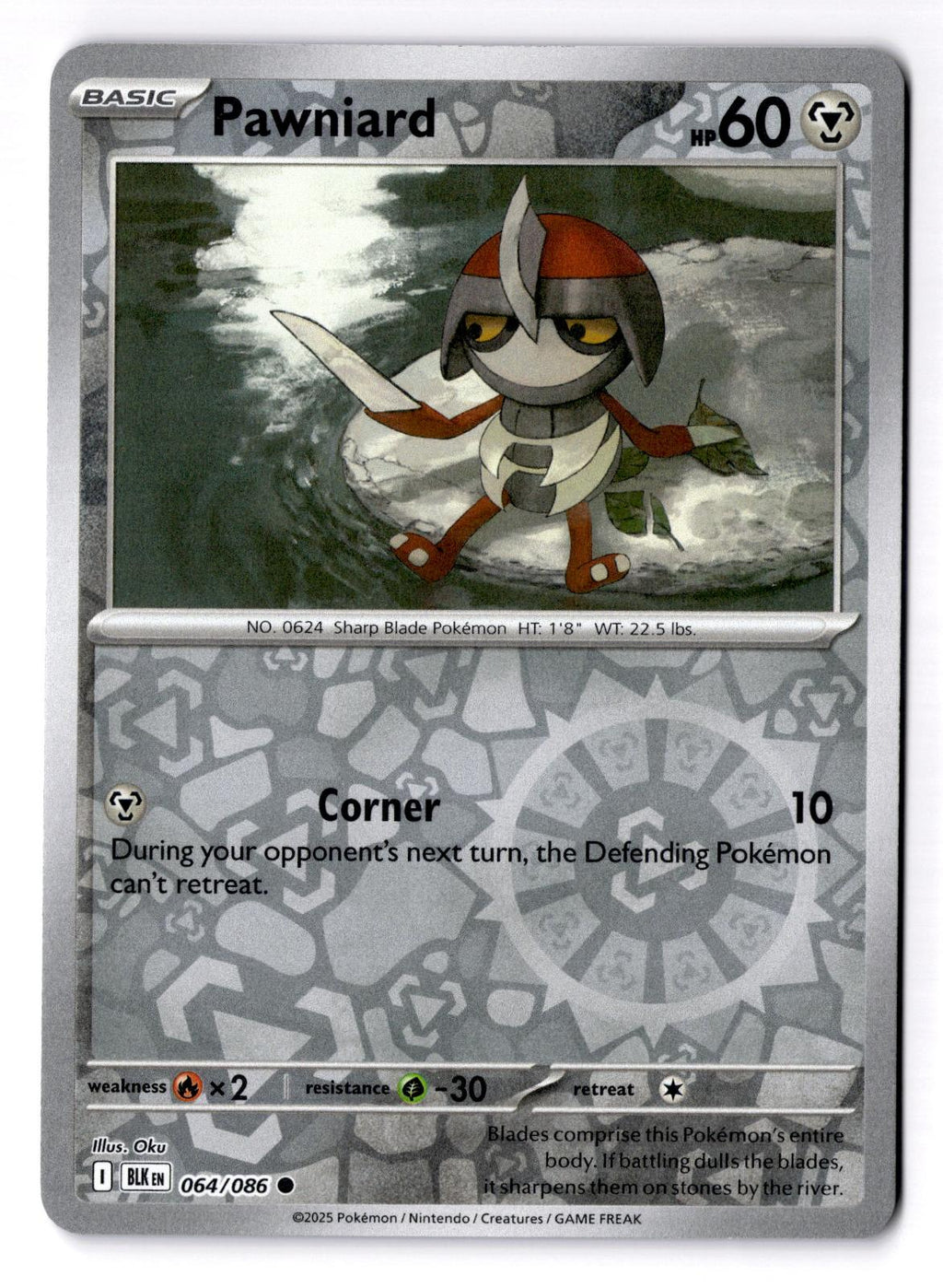 Pawniard 064/086 Common Black Bolt Pokemon Reverse Holo Near Mint