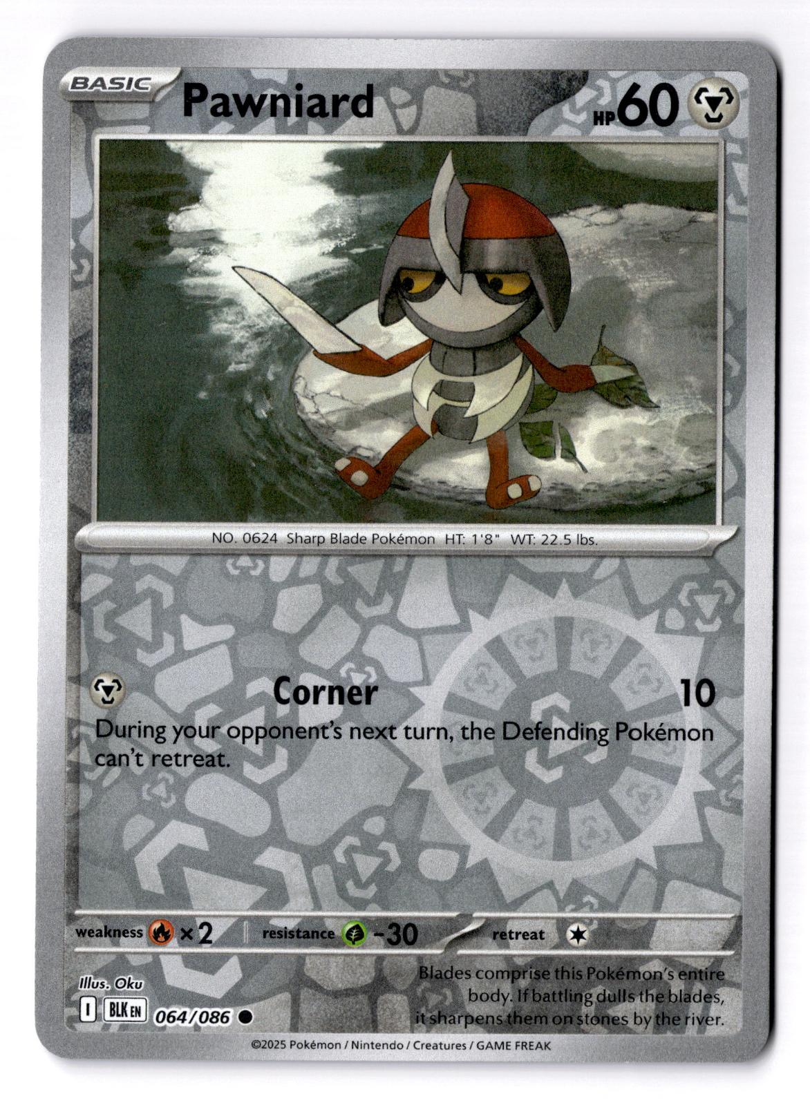 Pawniard 064/086 Common Black Bolt Pokemon Reverse Holo Near Mint