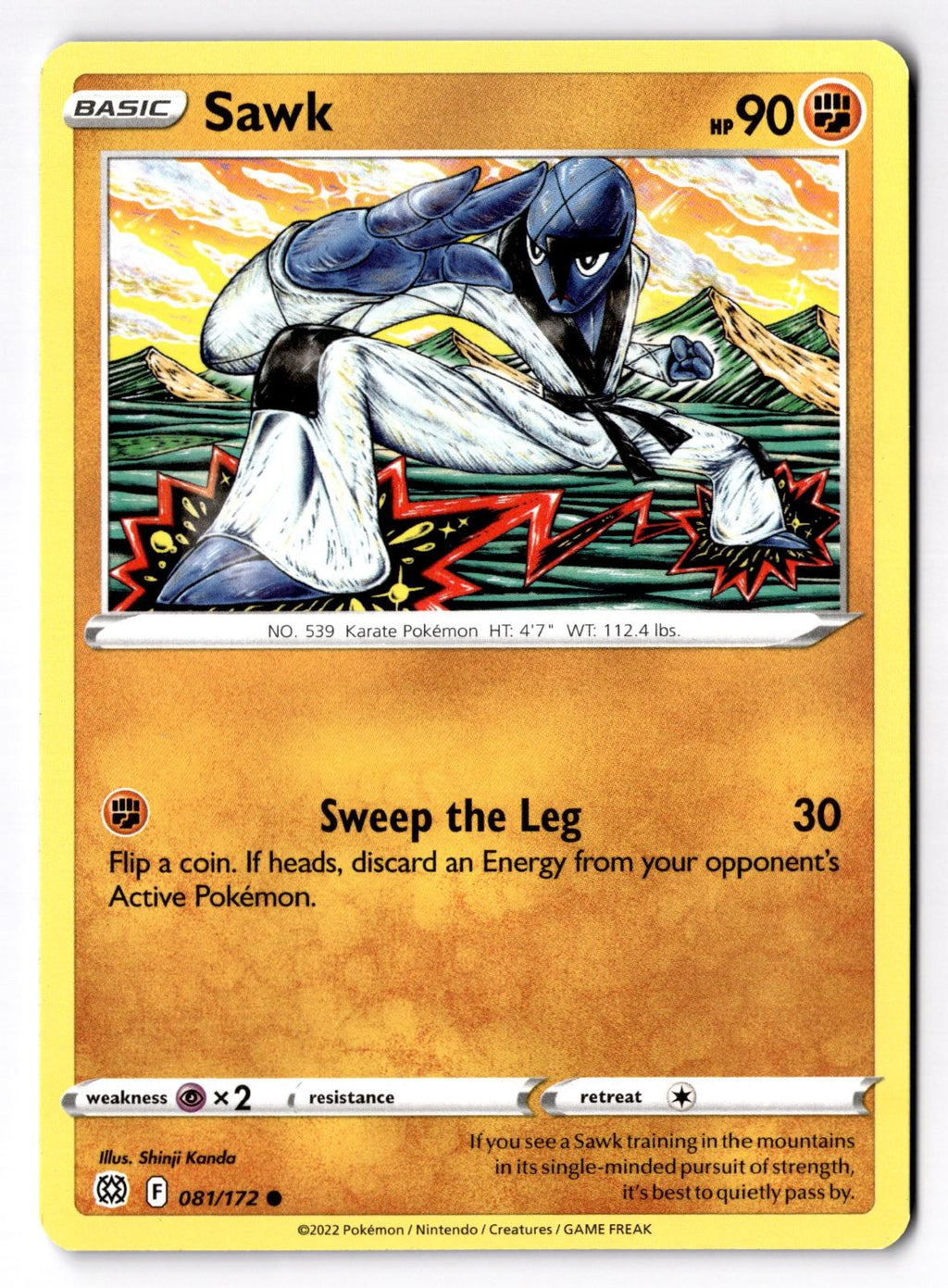 Sawk 081/172 Common Brilliant Stars Pokemon Lightly Played