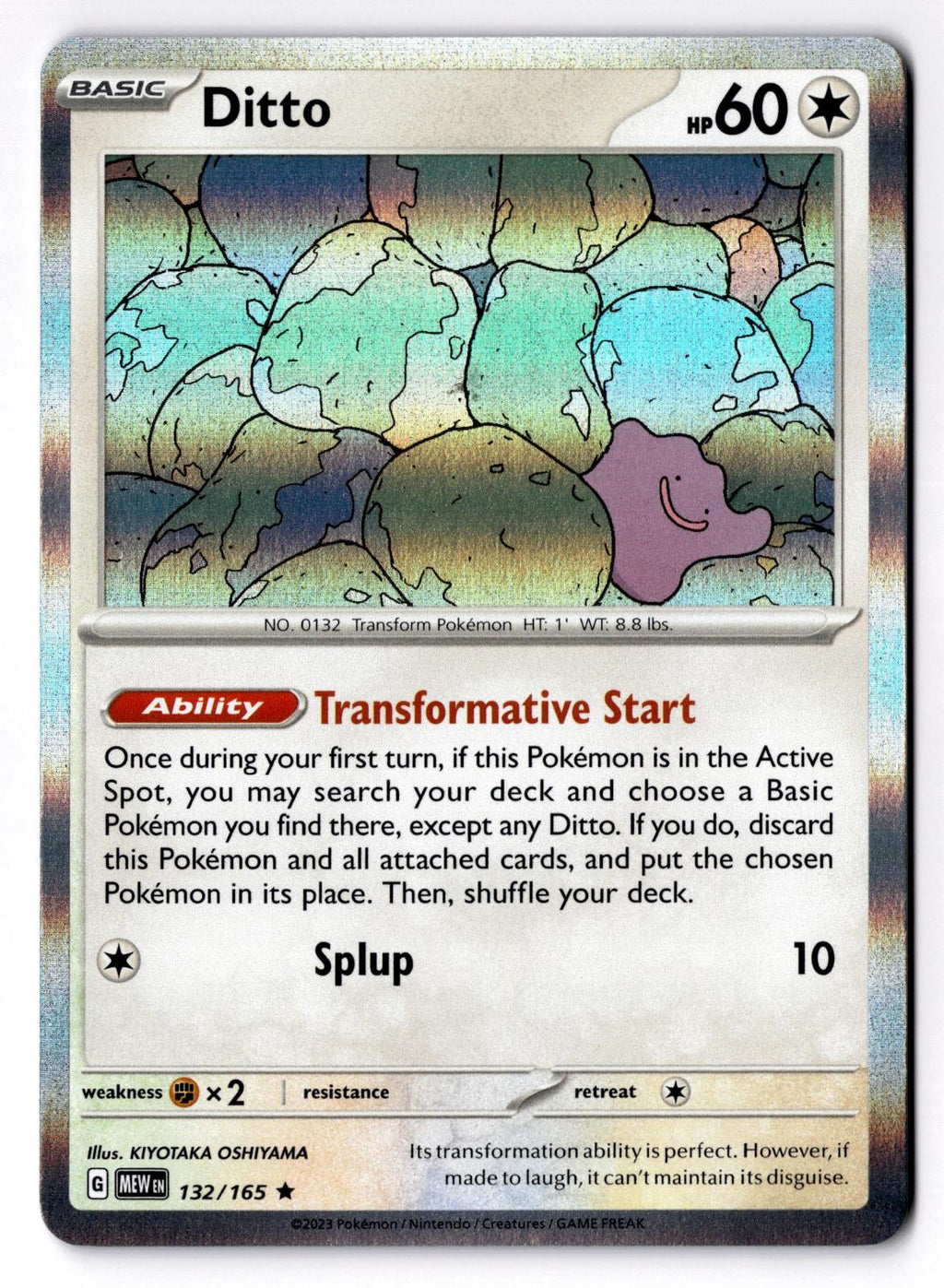 Ditto 132/165 Rare 151 Pokemon Holo Near Mint