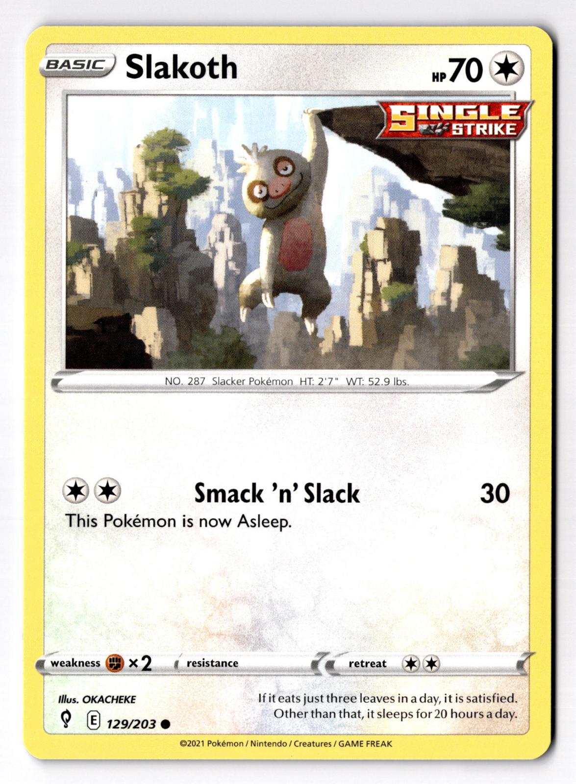 Slakoth 129/203 Common Evolving Skies Pokemon Near Mint
