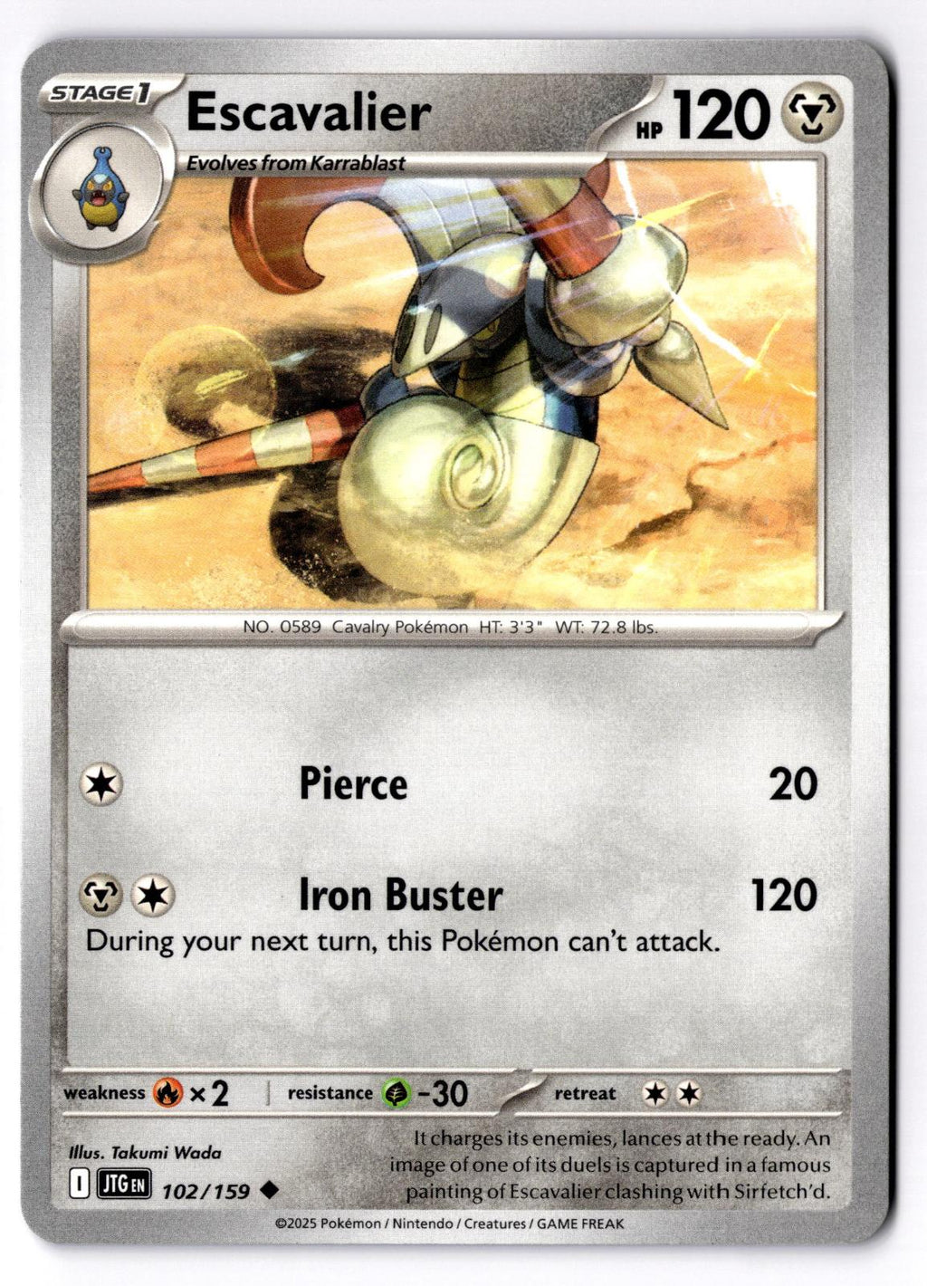 Escavalier 102/159 Uncommon Journey Together Pokemon Near Mint