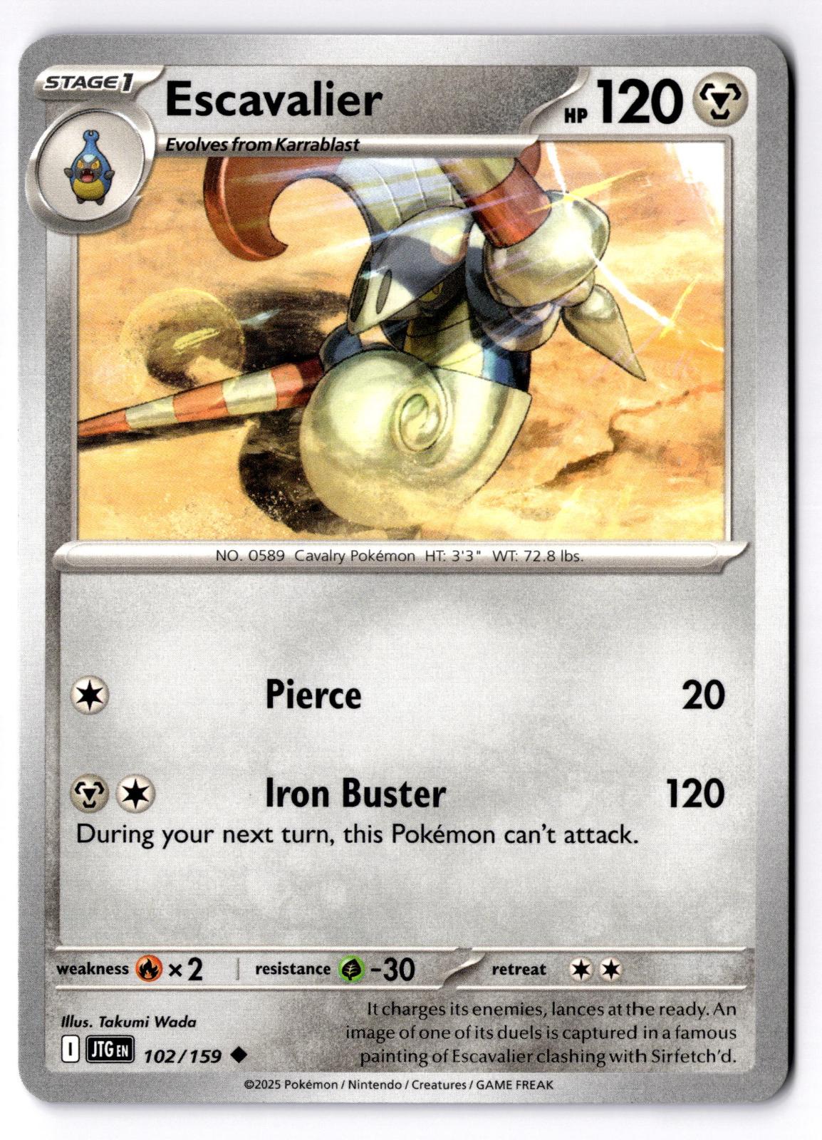 Escavalier 102/159 Uncommon Journey Together Pokemon Near Mint