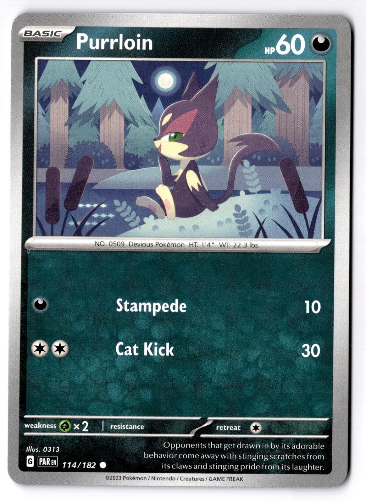 Purrloin 114/182 Common Paradox Rift Pokemon Near Mint