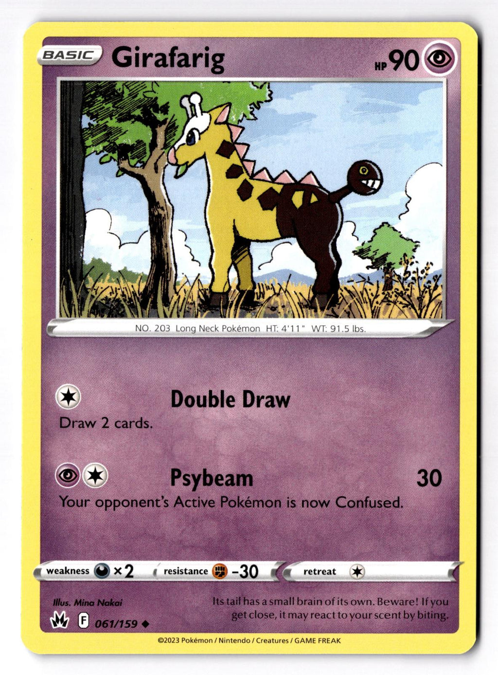Girafarig 061/159 Uncommon Crown Zenith Pokemon Near Mint